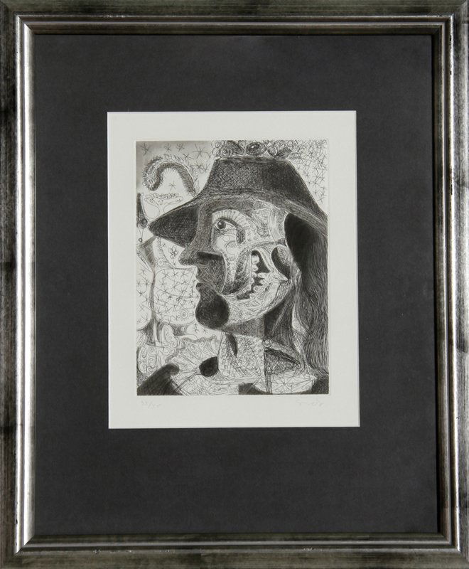 George Condo, Untitled (Man), Etching: Artist: George Condo, American (1957 - ) Title: Untitled (Man) Year: 1989 Medium: Etching, signed and numbered in pencil Edition: 35/55 Image Size: 9 x 7 inches Size: 18.25 in. x 14.88 in. (46.36 cm x