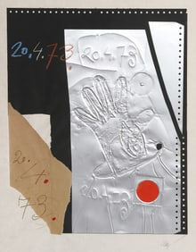 Antoni Clave, Artist Hand, Carborundum, Embossed aluminum plate, collage and pastel on Japon