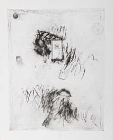 Donald Saff, Flower and Bird, Etching