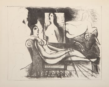 Pablo Picasso, La Peintre Et Son Modele (B 98), Lithograph on Johannot