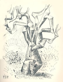 After Pablo Picasso, Plate 7 (Tree), Pochoir on Lana Paper