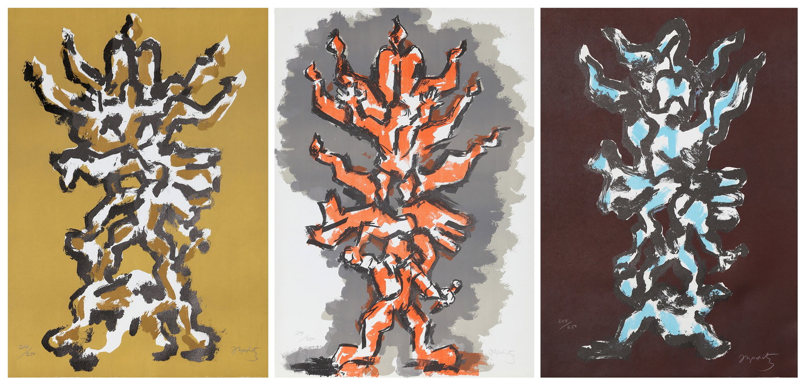 Jacques Lipchitz, Tree of Life, Portfolio of Three Lithographs on Magnani Paper: Artist: Jacques Lipchitz, Lithuanian (1891 - 1973) Title: Tree of Life Year: 1972 Medium: Portfolio of Three Lithographs on Magnani Paper, each signed and numbered in pencil Edition: 250 Size: 26 in.
