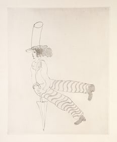 Marc Chagall, Pierrot avec Parapluie, Etching and Aquatint on Richard de Bas
