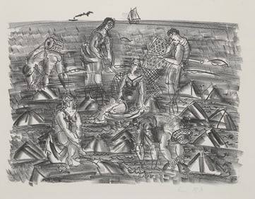 Raoul Dufy, Pecheurs de crevettes, Lithograph on BFK Rives