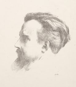 Auguste Rodin, Man Facing Left, Lithograph on Japon