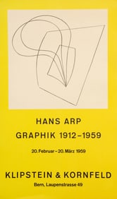 Jean Arp, Klipstein & Kornfeld Exhibition, Lithograph on thin wove paper mounted to Poster