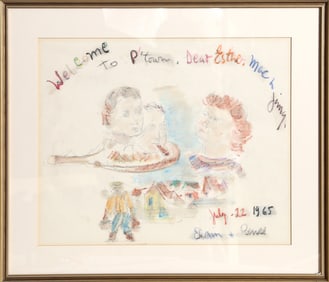 Chaim Gross, Welcome to P'town, Color Pencil on Paper