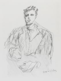 Jacques Villon, Portrait de Rimbaud, Drypoint Etching on thin laid paper