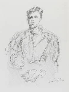 Jacques Villon, Portrait de Rimbaud, Drypoint Etching on thin laid paper: Artist: Jacques Villon, French (1875 - 1963) Title: Portrait de Rimbaud Year: 1962 Medium: Drypoint Etching on thin laid paper, signed in the plate lower right Image Size: 9 x 6.5 inches Size: 12.5 x