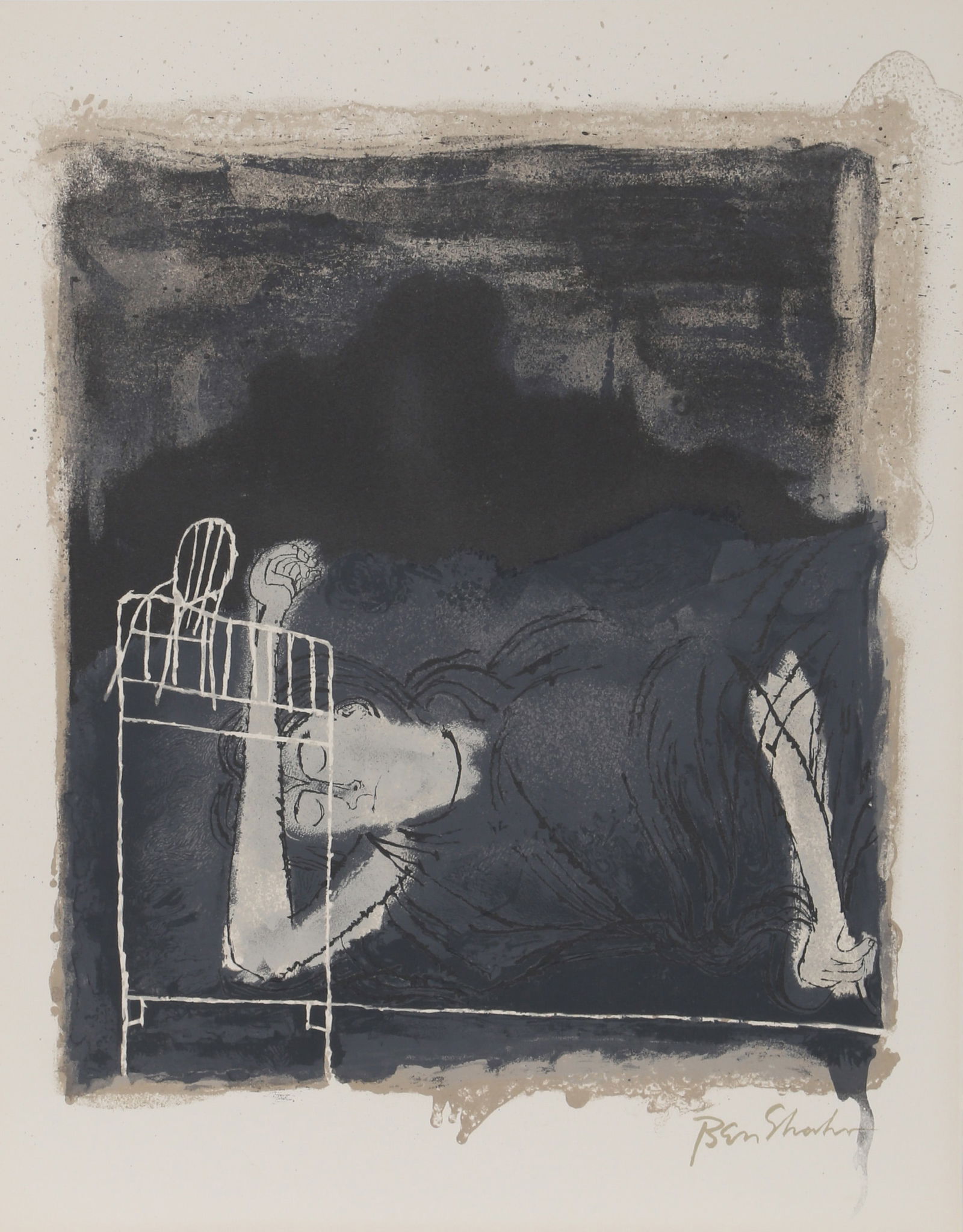 Ben Shahn, Screams of Women in Labor from the Rilke Portfolio, Lithograph on Richard de Bas (1 of 2)