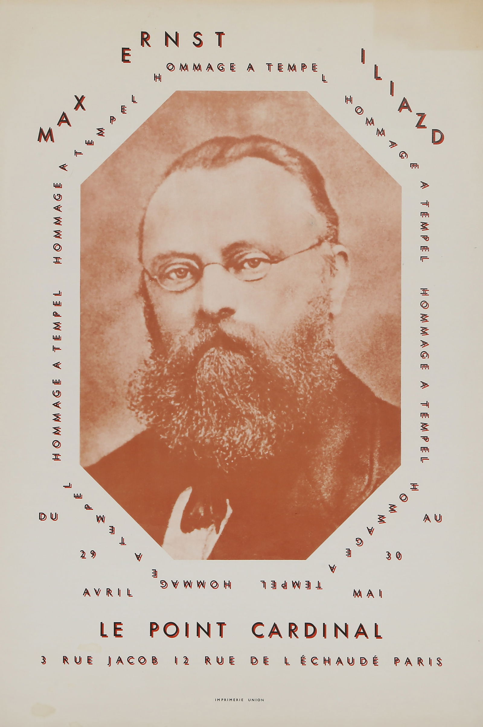 Max Ernst, Le Point Cardinal Poster, Poster: Artist: Max Ernst, German (1891 - 1976) Title: Le Point Cardinal Poster Year: 1964 Medium: Poster Size: 24.25 x 16 in. (61.6 x 40.64 cm) Printer: Imprimerie Union Description: From the collection of t