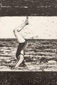 Graham Nickson, Bather (B&W), Screenprint