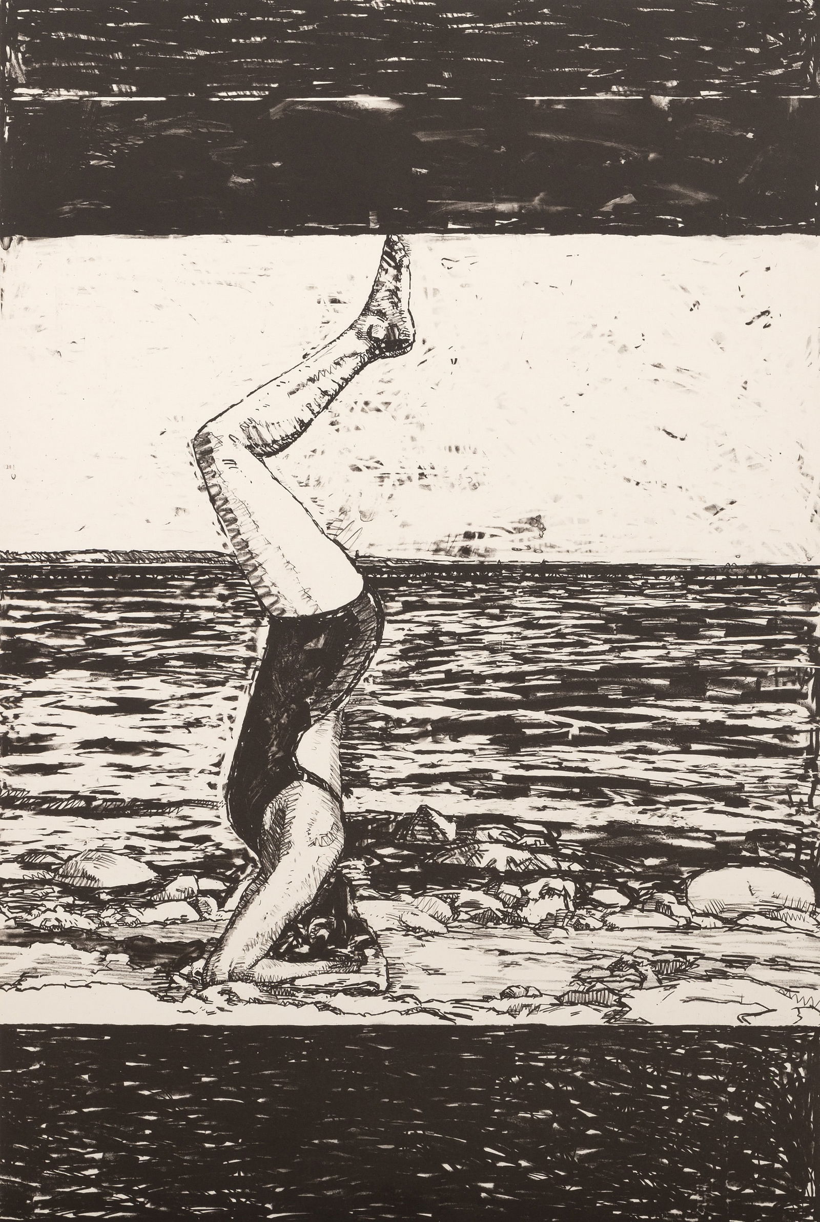 Graham Nickson, Bather (B&W), Screenprint: Artist: Graham Nickson, British (1946 - ) Title: Bather (B&W) Year: 1981 Medium: Screenprint Size: 30 x 22 in. (76.2 x 55.88 cm)