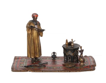 Franz Bergman, Merchant, Cold painted Bronze sculpture