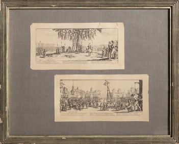 Jacques Callot, Les Grandes Miseres de la Guerre (The Miseries of War), 2 Etchings on paper