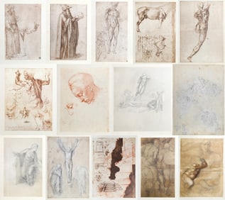 After Michelangelo, Disegni di Michelangelo - 14 Tavole in Facsimile, Portfolio of 14 Lithographs