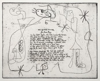 Joan Miro, The Glass Tower for Jane Perry, Etching and Aquatint on laid paper