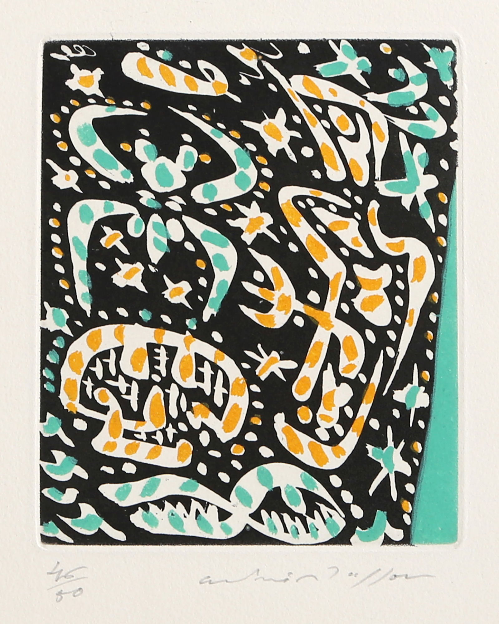 Andre Masson, Mines de Rien, Etching and Aquatint on Rives: Artist: Andre Masson, French (1896 - 1987) Title: Mines de Rien Year: 1957 Medium: Etching and Aquatint on Rives, signed and numbered in pencil Edition: 46/50 Image Size: 5.25 x 4.5 inches Size: 15 x