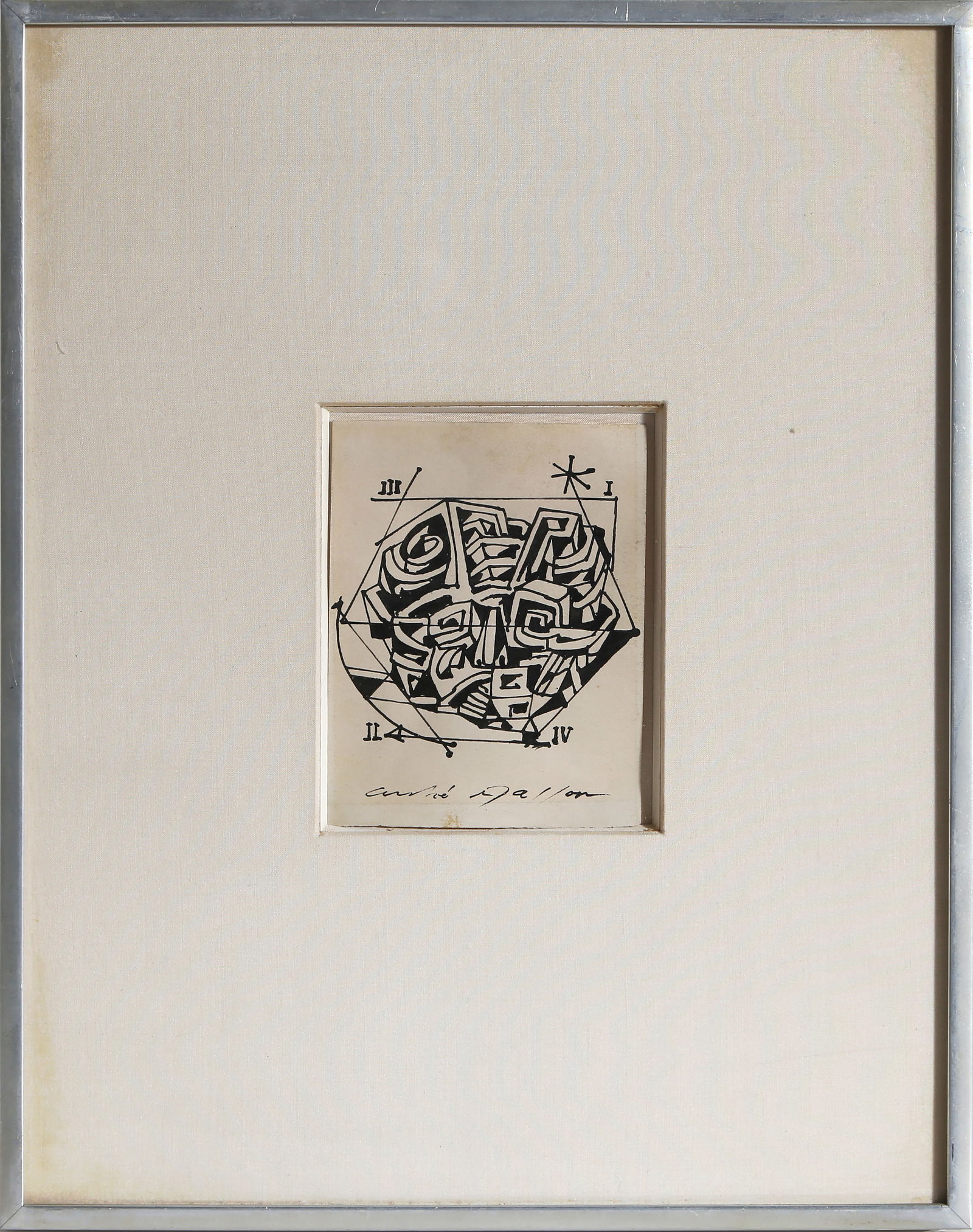 Andre Masson, Anatomy of my Universe, Ink Drawing: Artist: Andre Masson, French (1896 - 1987) Title: Anatomy of my Universe Medium: Ink Drawing, signed in pen Size: 4.5 x 3.75 in. (11.43 x 9.53 cm) Frame Size: 14.25 x 11.25 inches Description: From th