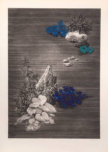 Yannick Ballif, Oh Divin Yu, Aquatint Etching: Artist: Yannick Ballif, French (1927 - ) Title: Oh Divin Yu Year: 1979 Medium: Aquatint Etching, signed and numbered in pencil Edition: 40/70 Image Size: 35 x 25 inches Size: 41.5 x 29.5 in. (105.41 x