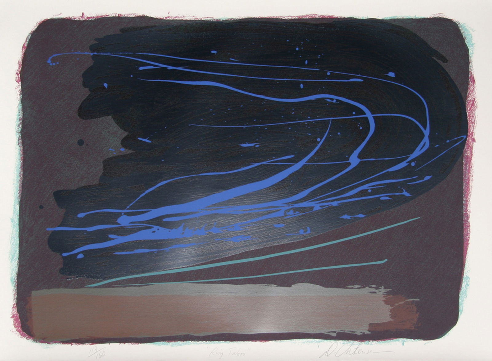 Dan Christensen, Ring Taboo, Screenprint: Artist: Dan Christensen, American (1942 - 2007) Title: Ring Taboo Year: circa 1980 Medium: Screenprint, Signed and numbered in Pencil Edition: 113/160 Size: 29.5 x 43 in. (74.93 x 109.22 cm)