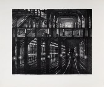 August Mosca, Subway Station, Lithograph