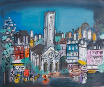 Charles Cobelle, Parisian Church, Acrylic on canvas
