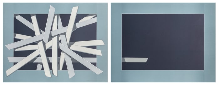Lennart Nystrom, Composition in Blue, Lithograph