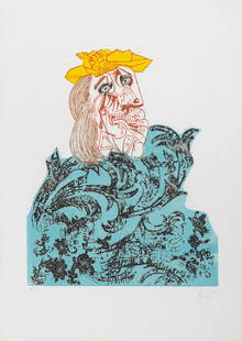 Enrico Baj, Baj Chez Picasso 1 (Weeping Woman), Aquatint Etching: Artist: Enrico Baj, Italian (1924 - 2003) Title: Baj Chez Picasso 1 (Weeping Woman) Year: 1969 Medium: Aquatint Etching, Signed and numbered in pencil Edition: 58/100 Image Size: 19.5 x 15.5 inches Si