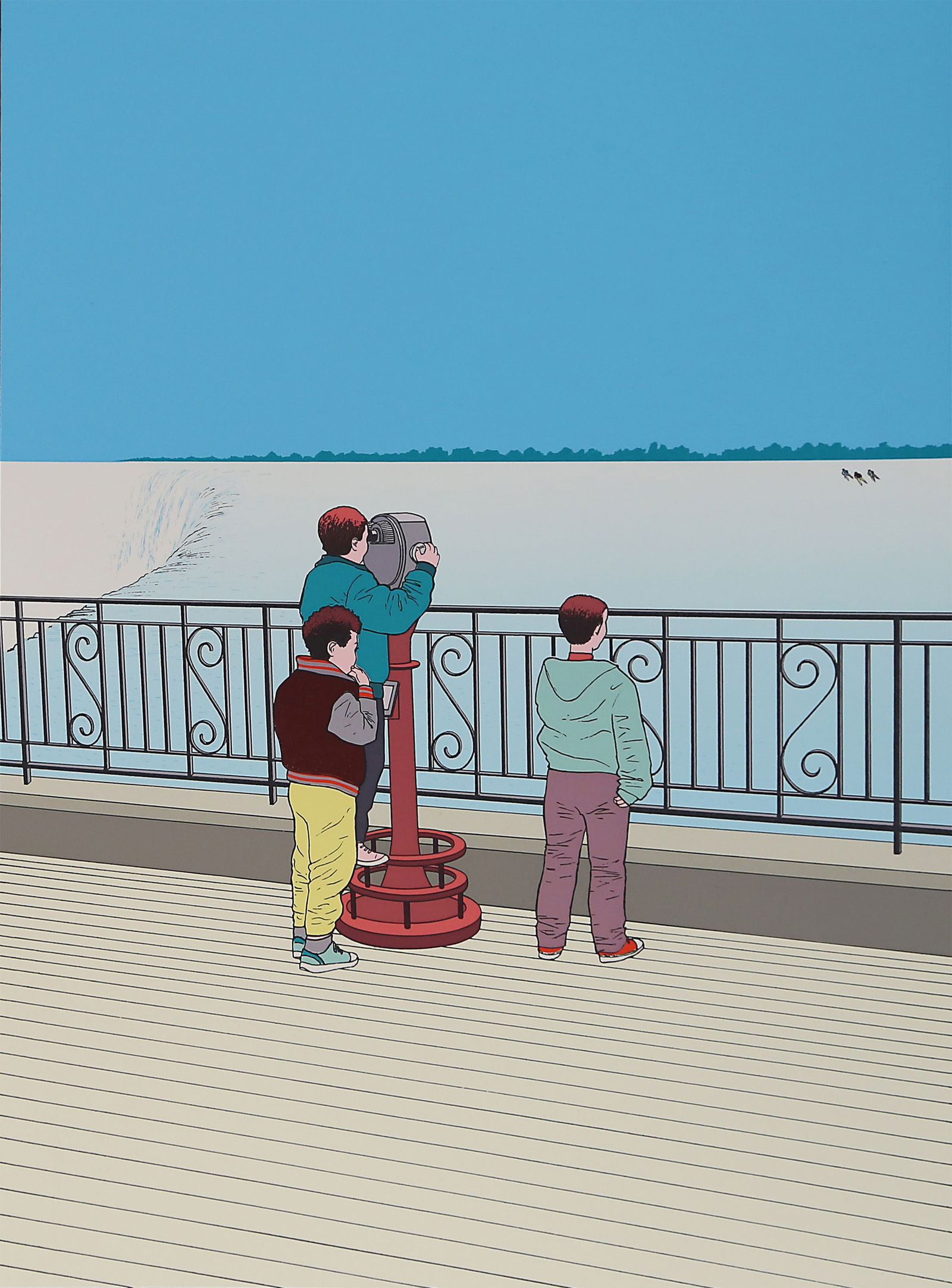 Guy Billout, Three Children on the Ice, Screenprint on Rives BFK (1 of 2)
