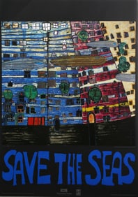 Friedensreich Hundertwasser, Save the Seas, Poster with Foil Embossing