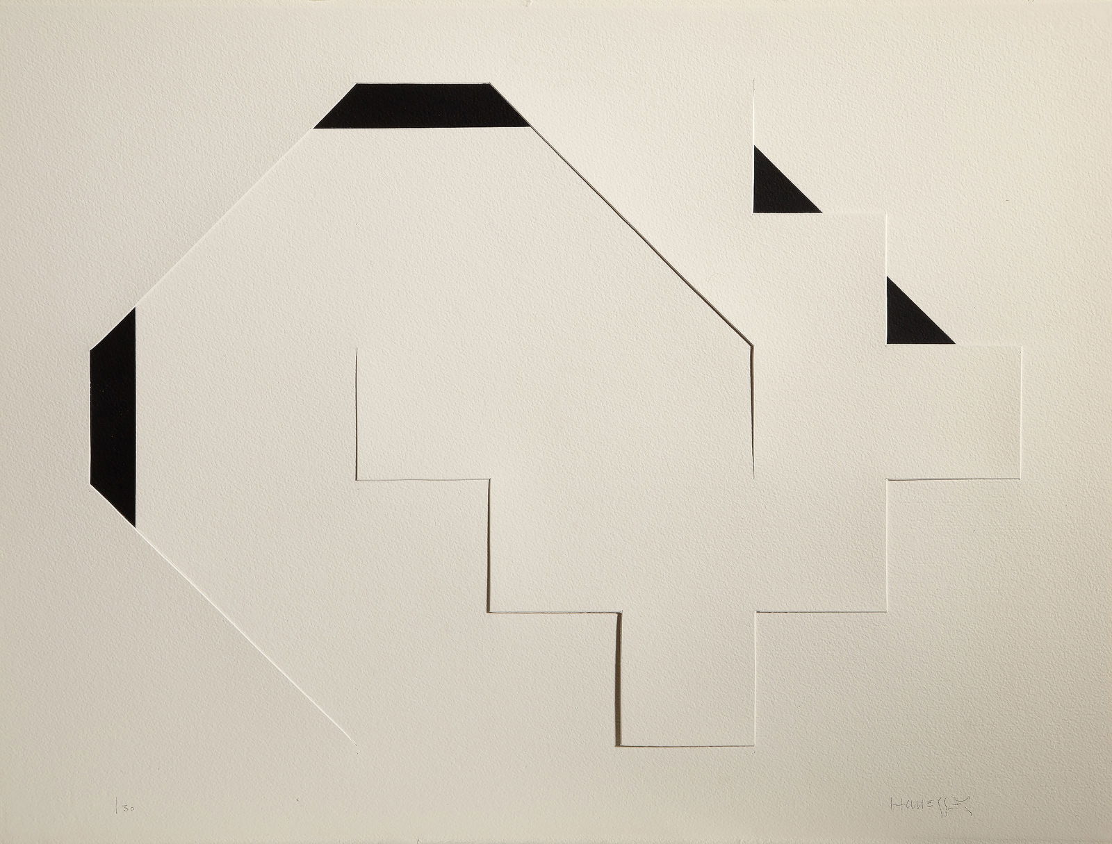 Gottfried Honegger, Blatt C, Screenprint and Collage on Arches: Artist: Gottfried Honegger (Swiss, 1917 - ) Title: Blatt C Year: circa 1988 Medium: Screenprint and Collage on Arches, signed and numbered in pencil Edition: 30 Image Size: 18 x 25 inches Size: 22.75