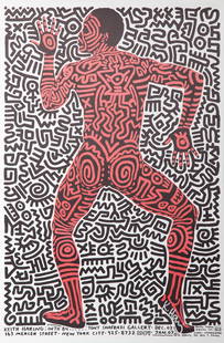 Keith Haring, Into 84: Tony Shafrazi Gallery, Poster: Artist: Keith Haring, American (1958 - 1990) Title: Into 84: Tony Shafrazi Gallery Year: 1984 Medium: Poster, signed in silver marker lower right Size: 35 x 23 in. (88.9 x 58.42 cm) Publisher: Tony Sh