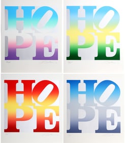 Robert Indiana, Four Seasons of HOPE - Silver, Cloth bound Portfolio