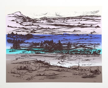 Joseph Grippi, Mountain Landscape over Seascape, Screenprint