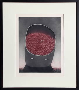 Jean-Michel Folon, Les Ruines Circulaires VII, Aquatint Etching: Artist: Jean-Michel Folon, Belgian (1934 - 2005) Title: Les Ruines Circulaires VII Year: circa 1975 Medium: Aquatint Etching, Signed and numbered in Pencil Edition: 33/95 Image Size: 17 x 13 inches Si
