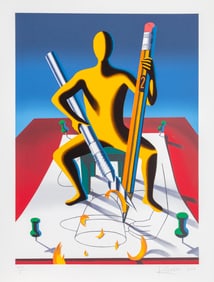 Mark Kostabi, Careful With That Ax Eugene, Screenprint
