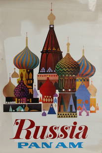 Unknown Artist - Travel Poster, Pan-Am - Russia, Poster: Artist: Unknown Artist - Travel Poster Title: Pan-Am - Russia Year: circa 1965 Medium: Poster Size: 44 in. x 28 in. (111.76 cm x 71.12 cm)