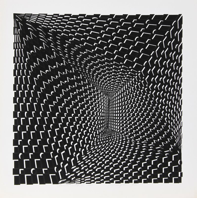 Roy Ahlgren, Concave Triad II, Silkscreen: Artist: Roy Ahlgren, American (1927 - 2011) Title: Concave Triad II Year: 1969 Medium: Silkscreen, signed, titled and numbered in pencil Edition: 7/100 Image Size: 17 x 17 inches Size: 20 in. x 20 in.