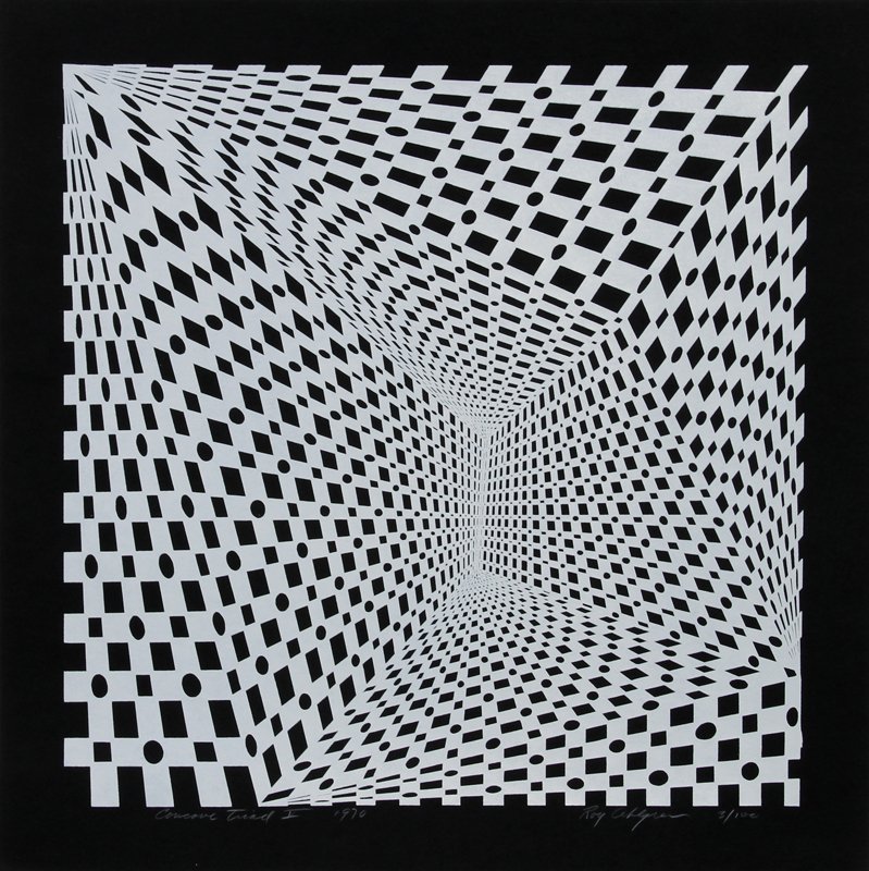 Roy Ahlgren, Concave Triad, Silkscreen: Artist: Roy Ahlgren, American (1927 - 2011) Title: Concave Triad Year: 1970 Medium: Silkscreen, signed, titled and numbered in pencil Edition: 3/100 Image Size: 17 x 17 inches Size: 20 in. x 20 in. (5