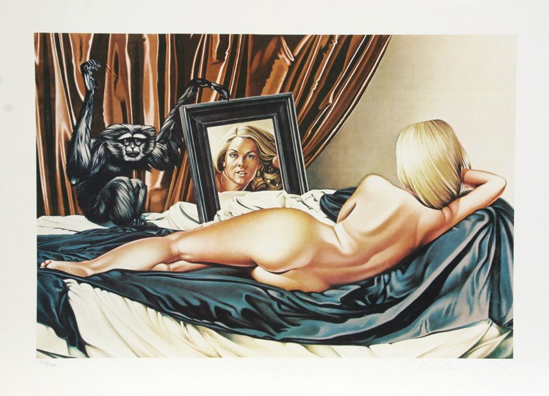 Mel Ramos, Velasquez Vision, Lithograph: Artist: Mel Ramos, American (1935 - ) Title: Velasquez Vision Year: 1981 Medium: Lithograph, signed and numbered in pencil Edition: 250 Size: 20 in. x 27 in. (50.8 cm x 68.58 cm)
