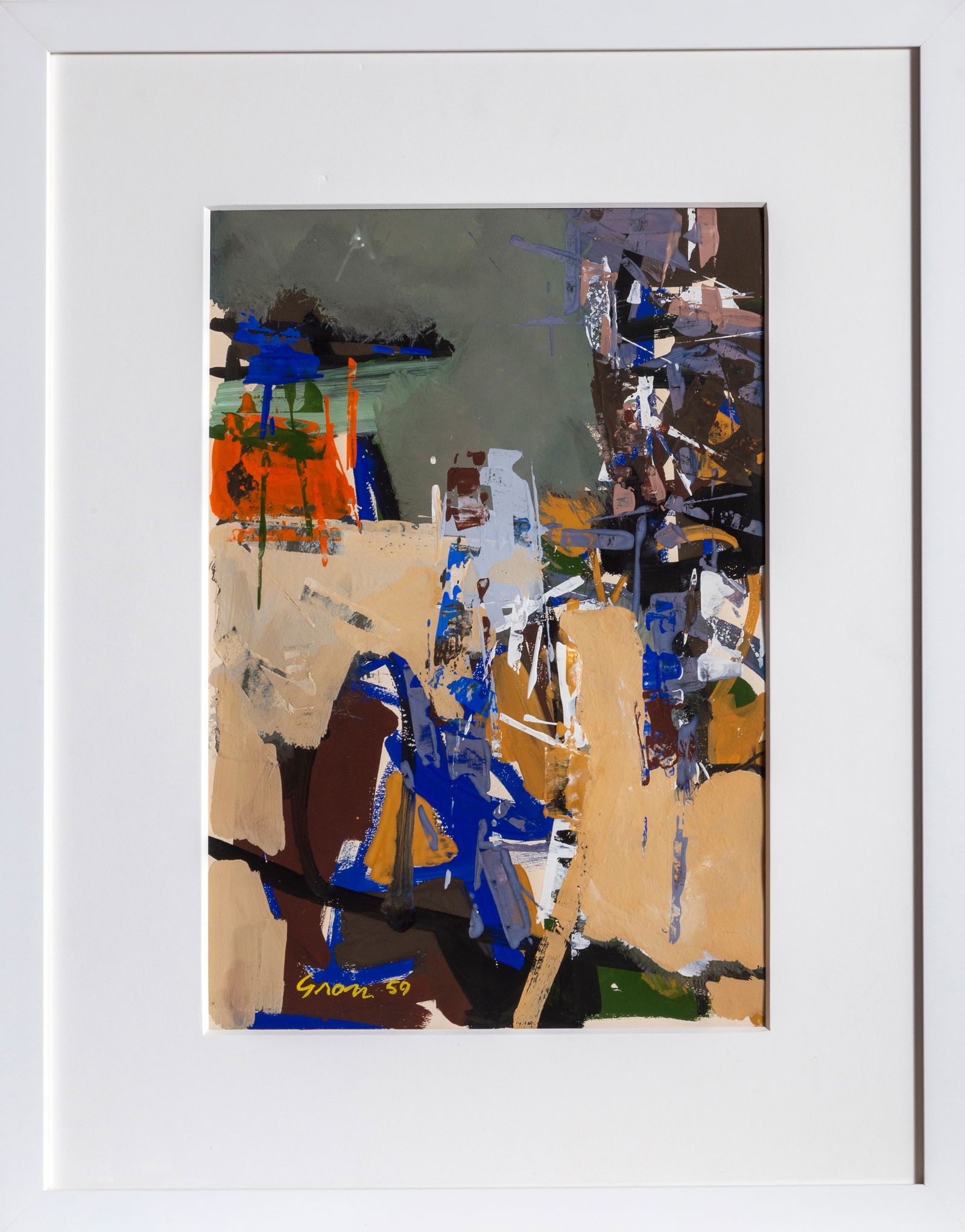 Sidney Gross, Untitled 2, Gouache on paper: Artist: Sidney Gross, American (1921 - 1969) Title: Untitled 2 Year: 1959 Medium: Gouache on paper, signed and dated lower right Image Size: 18.5 x 12 inches Frame Size: 28 x 22 inches Description: Ab