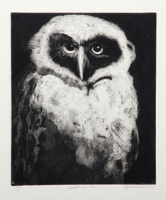 Sylvia Roth, Spectacled Owl, Etching