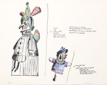 Robert Israel, Punch, Dancy Baby Diddy Doll, Hand Colored Lithograph