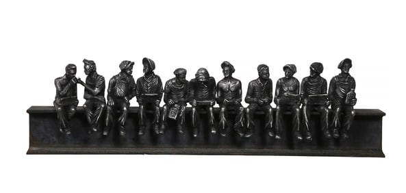 Sergio Furnari, Lunchtime on A Skyscraper, Stainless steel sculpture