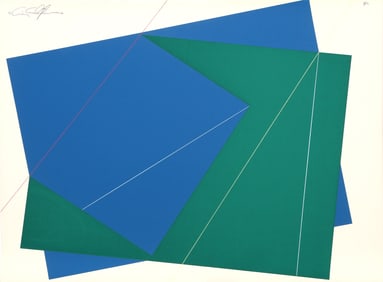 Cris Cristofaro, Untitled - Green and Blue Rectangles, Screenprint on Arches Paper