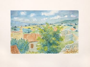 Laurent Marcel Salinas, Village de Campagne III, Watercolor and Ink on Paper