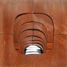 Amadeo Gabino, Armadura Terrestre, Oxidized Steel and polished aluminum sculpture