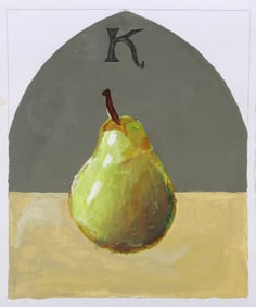 Robert Kulicke, Pear Still Life, Gouache on paper