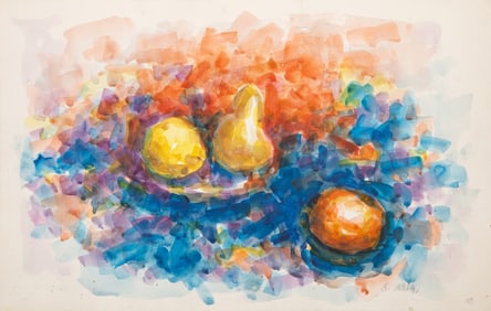 John Urbain, Three Fruit, Watercolor on Paper